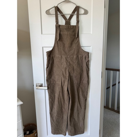 aerie Denim - Aerie Brown Corduroy Overalls Wide Leg Adjustable Straps Size Medium M Brown